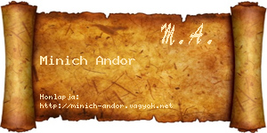 Minich Andor névjegykártya